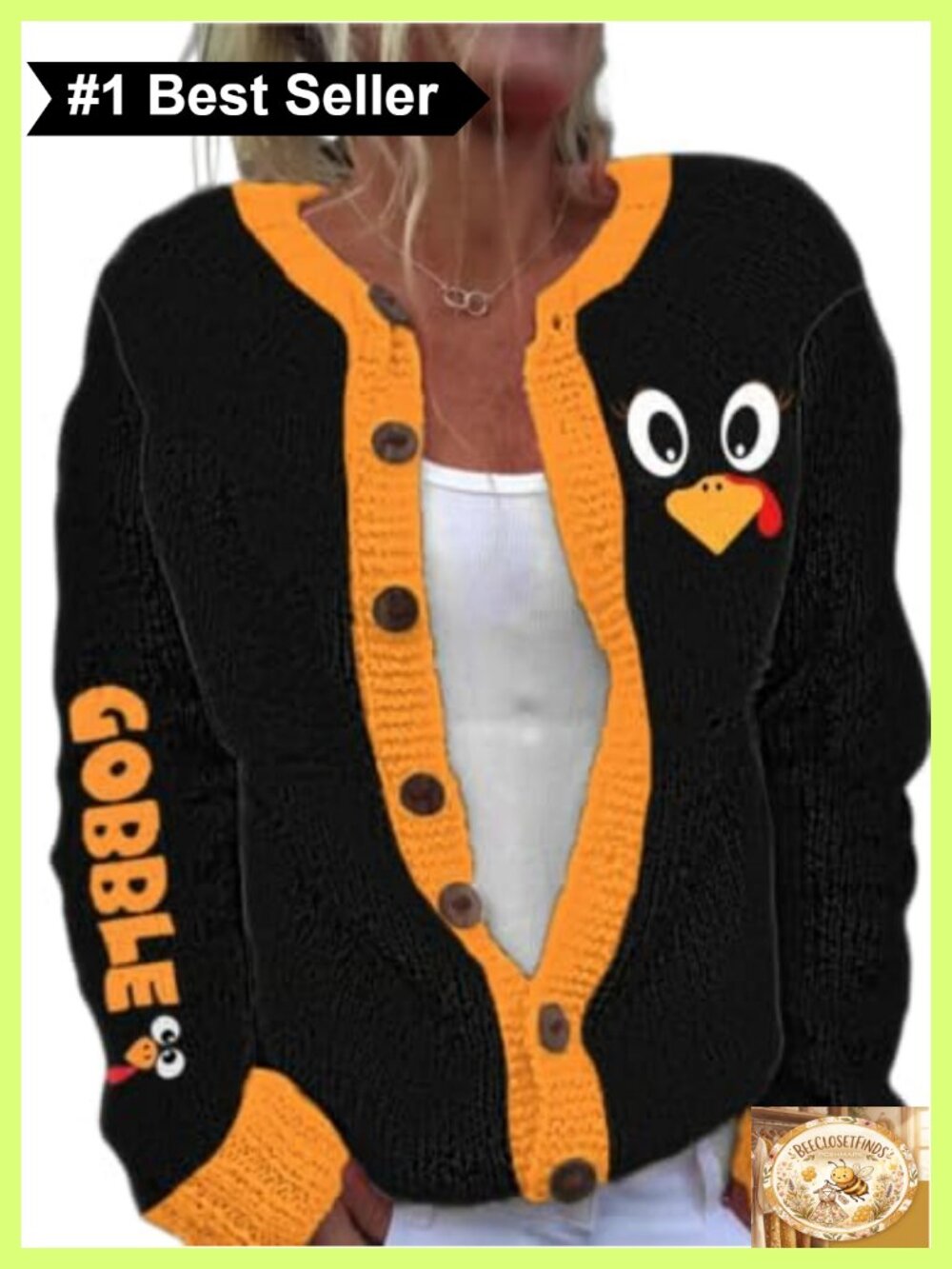 Thanksgiving Turkey Knit Cardigan Button Sweater Fall Holiday